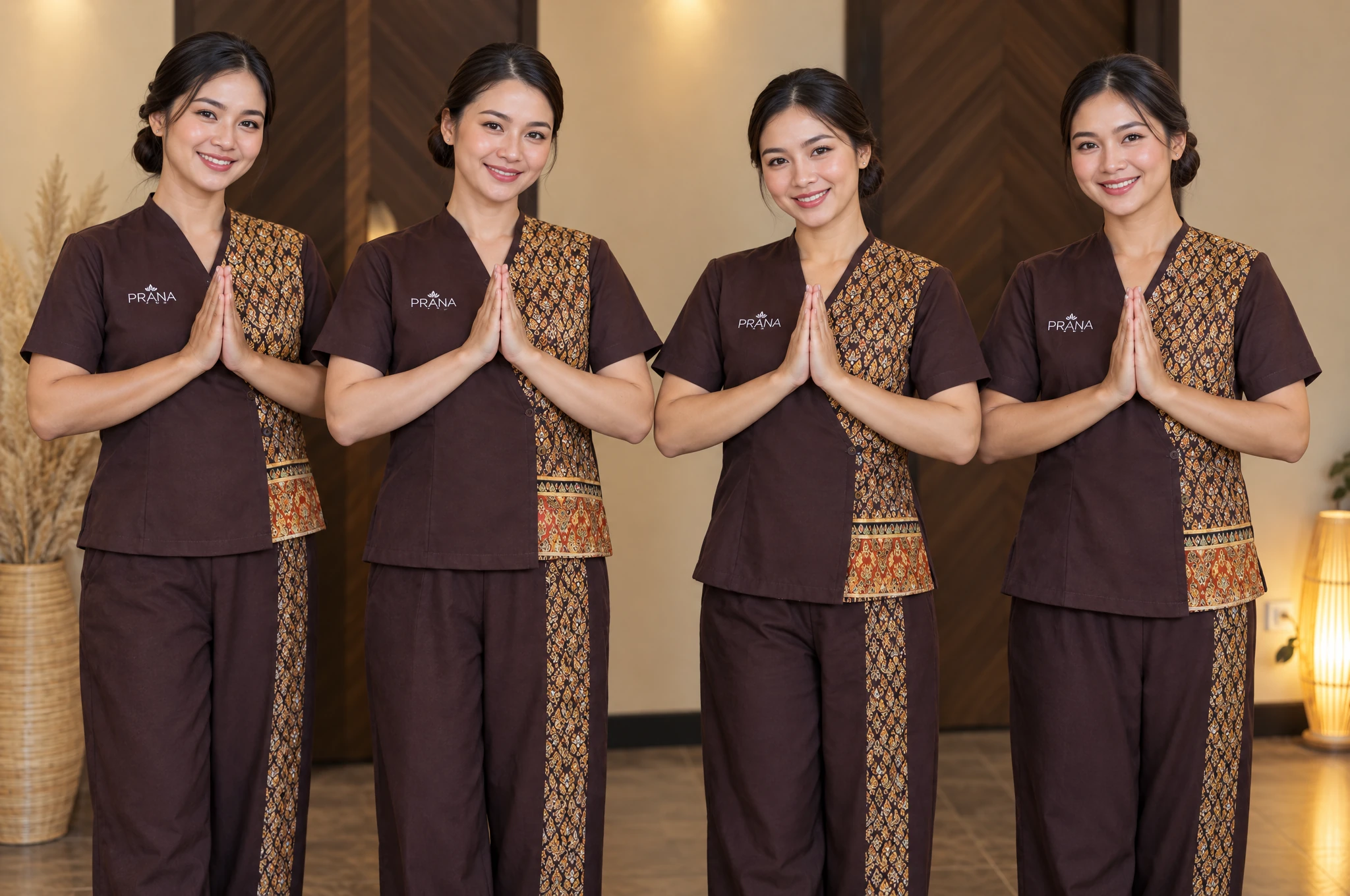 Мастера PRANA Thai SPA приветствуют гостей традиционным приветствием вай